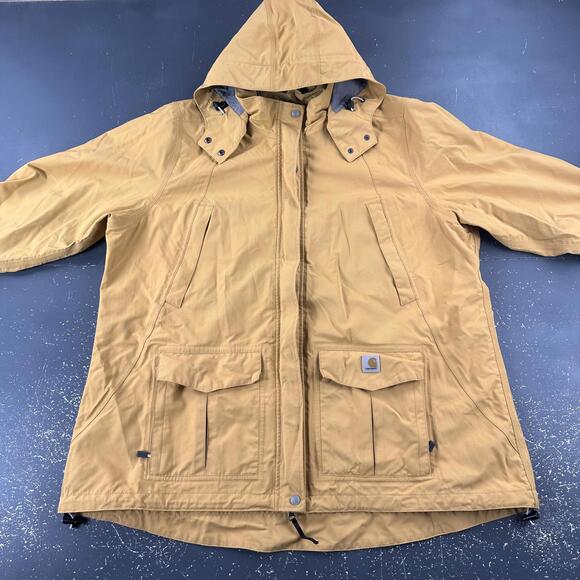 Carhartt Storm Defender Jacket Womens 2X Yellow Full Zip Loose Fit Hooded - Picture 3 of 12